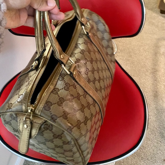 AUTHENTIC GUCCI BOSTON JOY PEWTER BROWN COATED BRONZE BAG - Picture 5 of 15